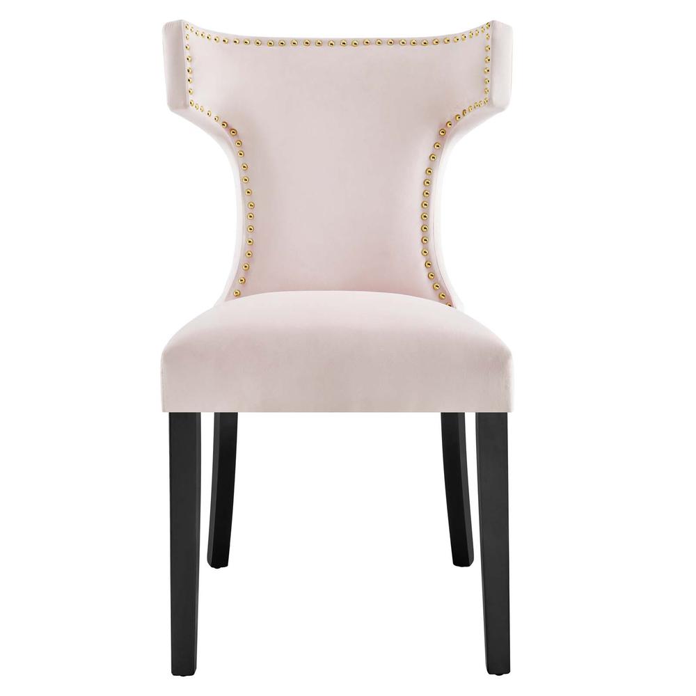 Curve Performance Velvet Dining Chairs - Set of 2. Picture 7