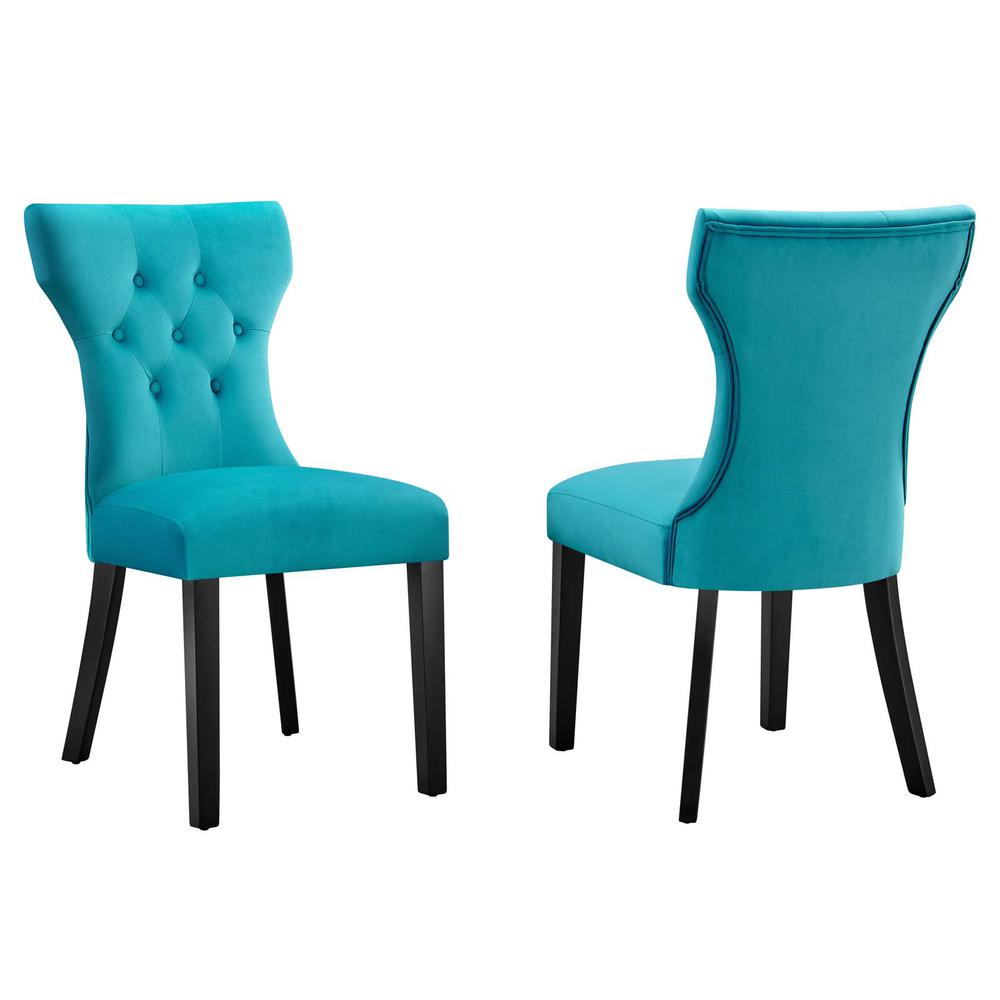 Silhouette Performance Velvet Dining Chairs - Set of 2. Picture 1
