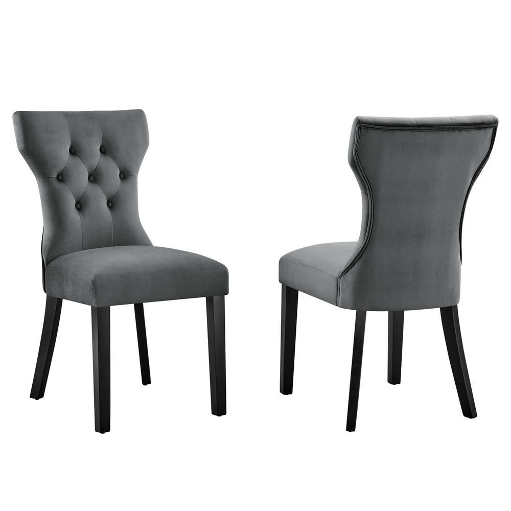 Silhouette Performance Velvet Dining Chairs - Set of 2. Picture 1