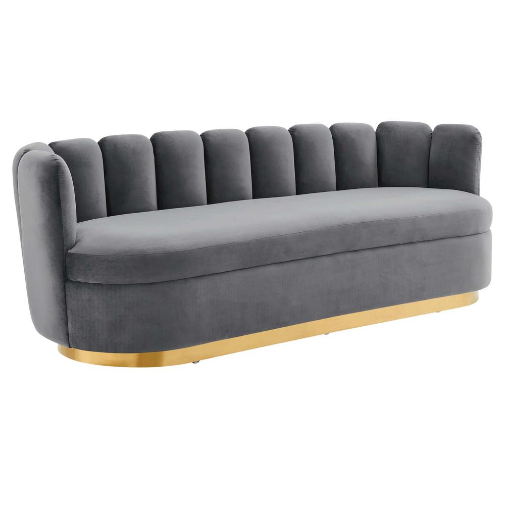 Victoria Channel Tufted Performance Velvet Sofa. Picture 1