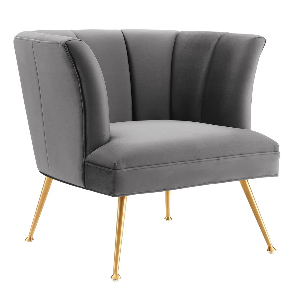 Veronica Channel Tufted Performance Velvet Armchair. Picture 1