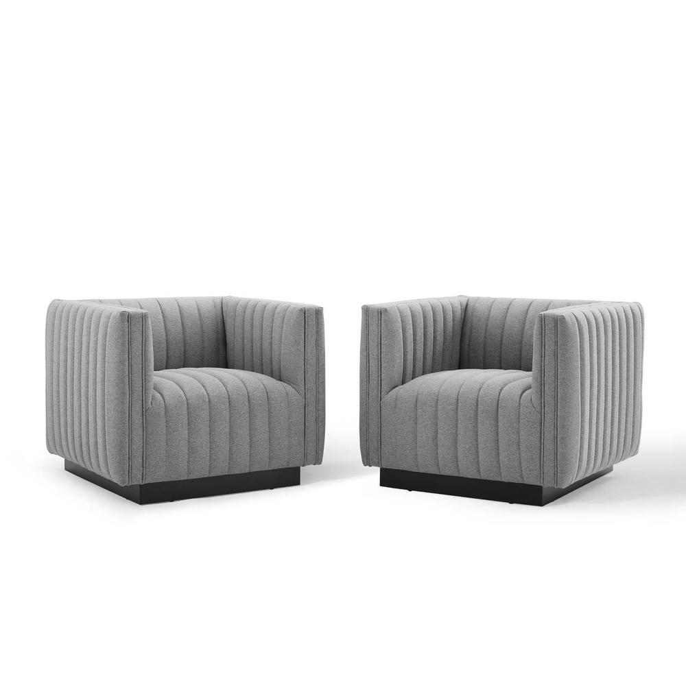 Conjure Tufted Armchair Upholstered Fabric Set of 2 - Light Gray EEI-5045-LGR. Picture 1