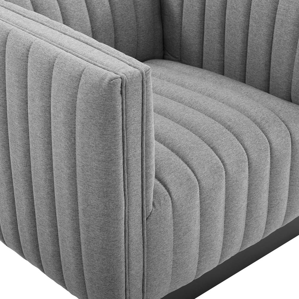 Conjure Tufted Armchair Upholstered Fabric Set of 2 - Light Gray EEI-5045-LGR. Picture 7
