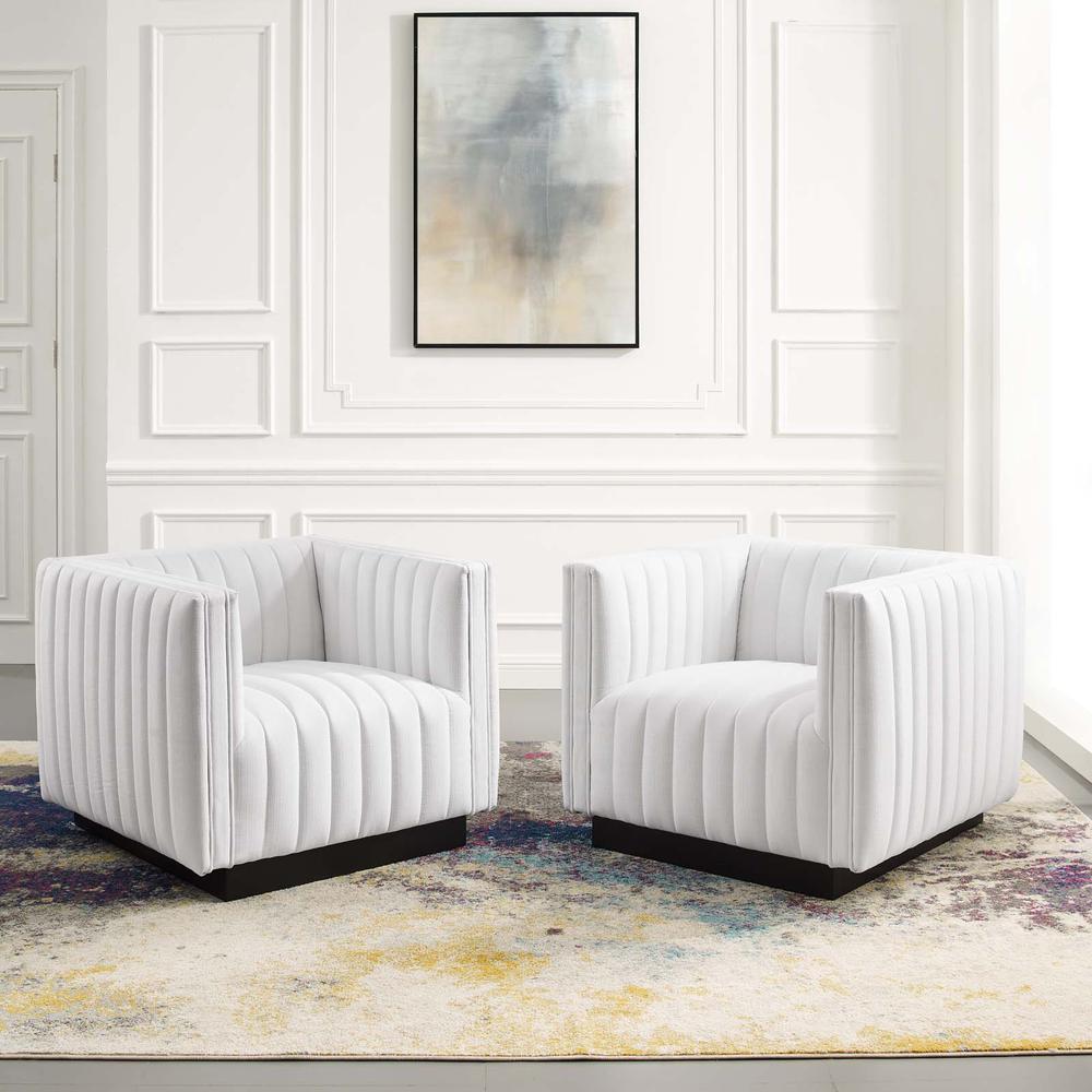 Conjure Tufted Armchair Upholstered Fabric Set of 2. Picture 8
