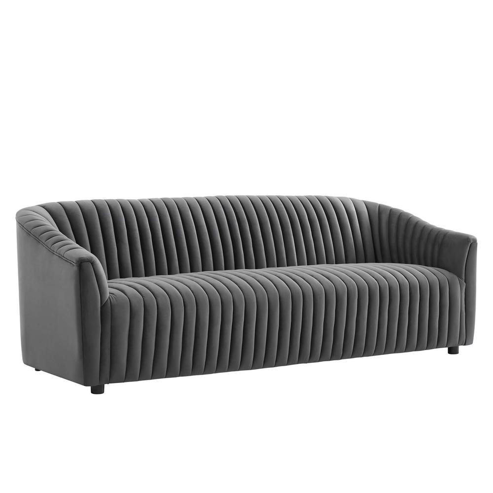Announce Performance Velvet Channel Tufted Sofa - Charcoal EEI-5053-CHA. Picture 1