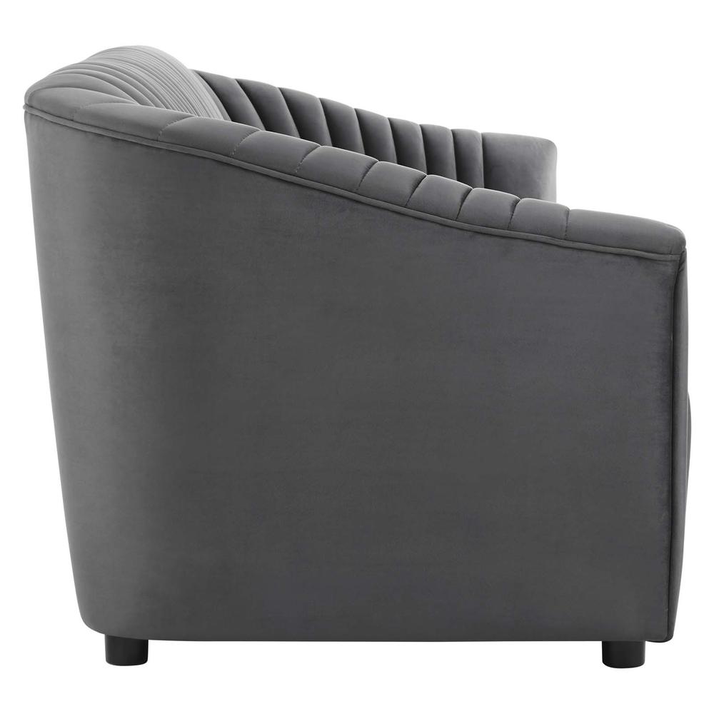 Announce Performance Velvet Channel Tufted Sofa - Charcoal EEI-5053-CHA. Picture 2