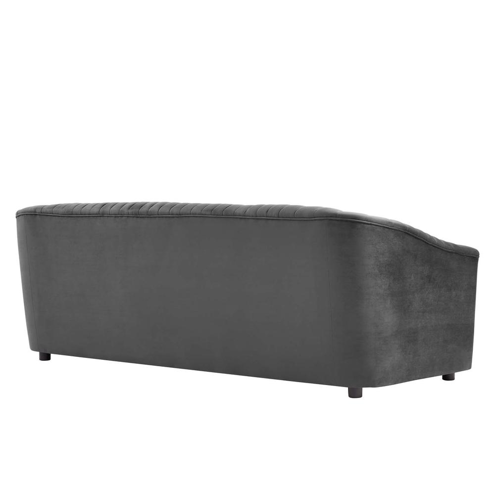 Announce Performance Velvet Channel Tufted Sofa - Charcoal EEI-5053-CHA. Picture 3