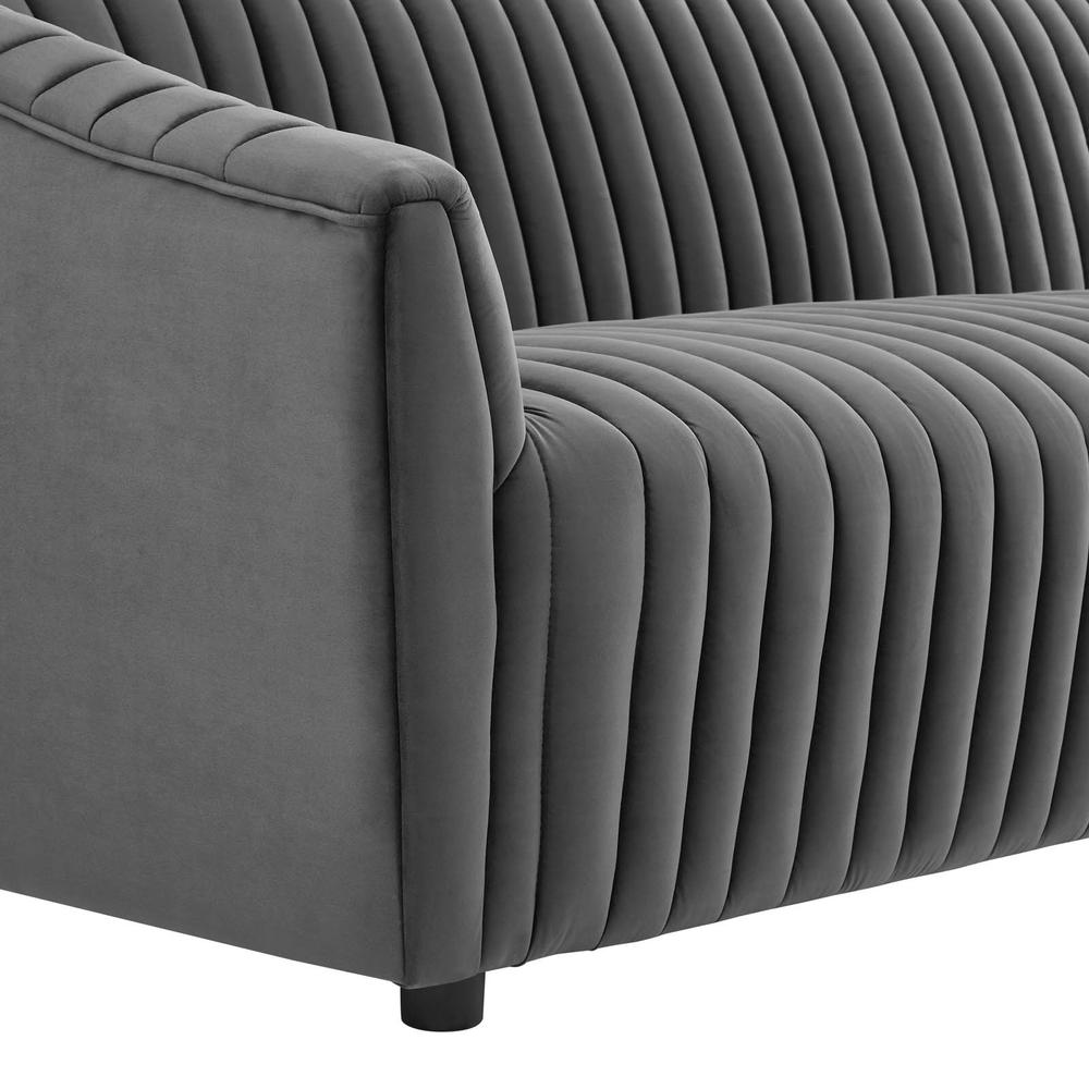 Announce Performance Velvet Channel Tufted Sofa - Charcoal EEI-5053-CHA. Picture 4