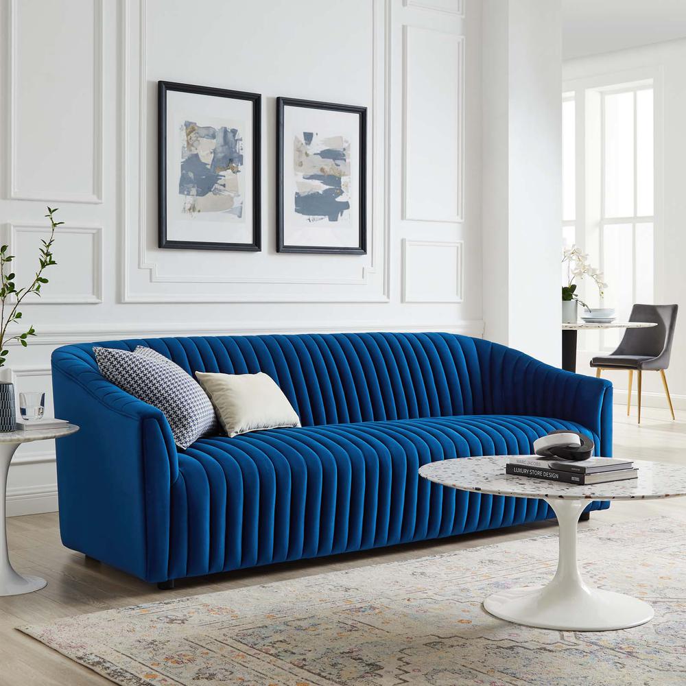 Announce Performance Velvet Channel Tufted Sofa. Picture 8