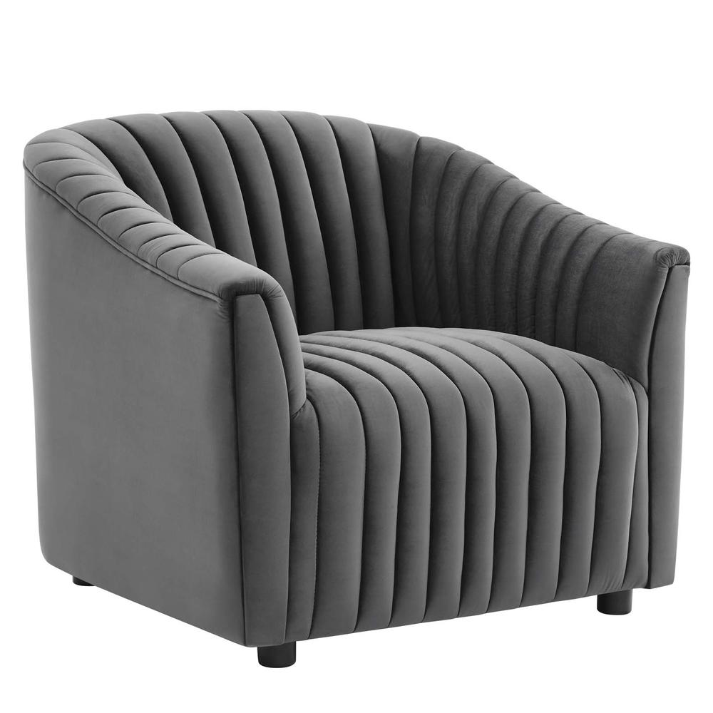 Announce Performance Velvet Channel Tufted Armchair - Charcoal EEI-5055-CHA. The main picture.