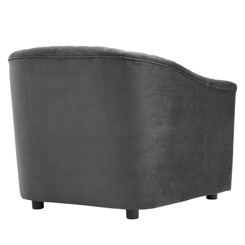 Announce Performance Velvet Channel Tufted Armchair - Charcoal EEI-5055-CHA. Picture 3
