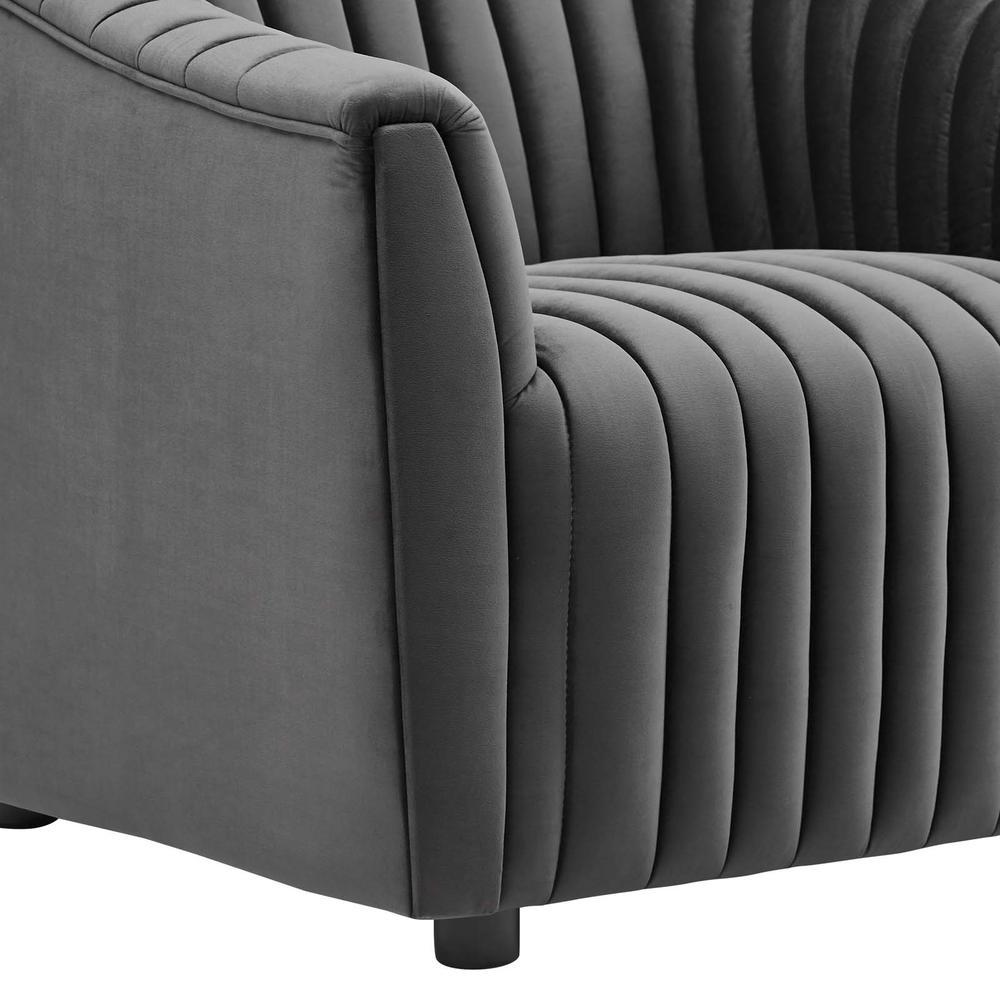 Announce Performance Velvet Channel Tufted Armchair - Charcoal EEI-5055-CHA. Picture 4