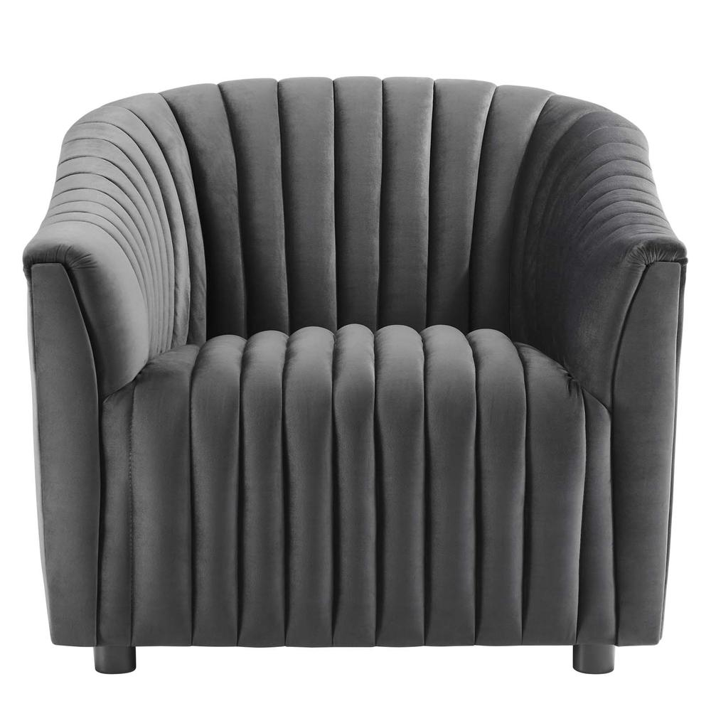 Announce Performance Velvet Channel Tufted Armchair - Charcoal EEI-5055-CHA. Picture 5
