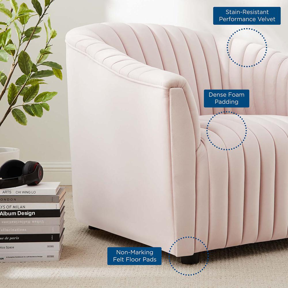 Announce Performance Velvet Channel Tufted Armchair - Pink EEI-5055-PNK. Picture 7