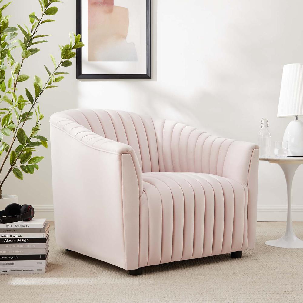 Announce Performance Velvet Channel Tufted Armchair - Pink EEI-5055-PNK. Picture 8
