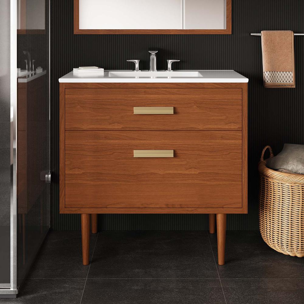 Cassia 36" Teak Wood Bathroom Vanity Cabinet (Sink Basin Not Included). Picture 9