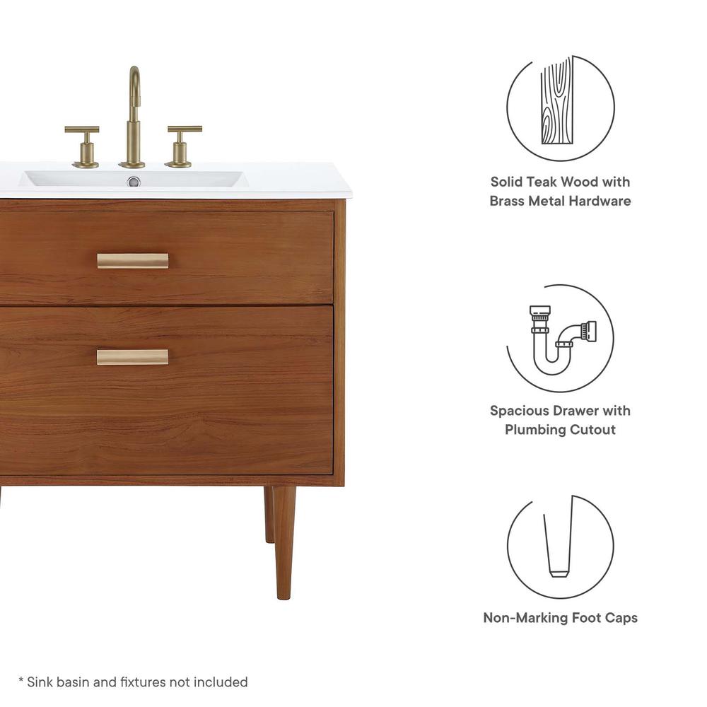 Cassia 36" Teak Wood Bathroom Vanity Cabinet (Sink Basin Not Included). Picture 7
