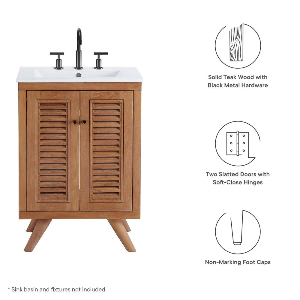 Birdie 24" Teak Wood Bathroom Vanity Cabinet (Sink Basin Not Included). Picture 7