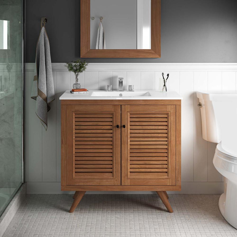 Birdie 36" Teak Wood Bathroom Vanity Cabinet (Sink Basin Not Included). Picture 9