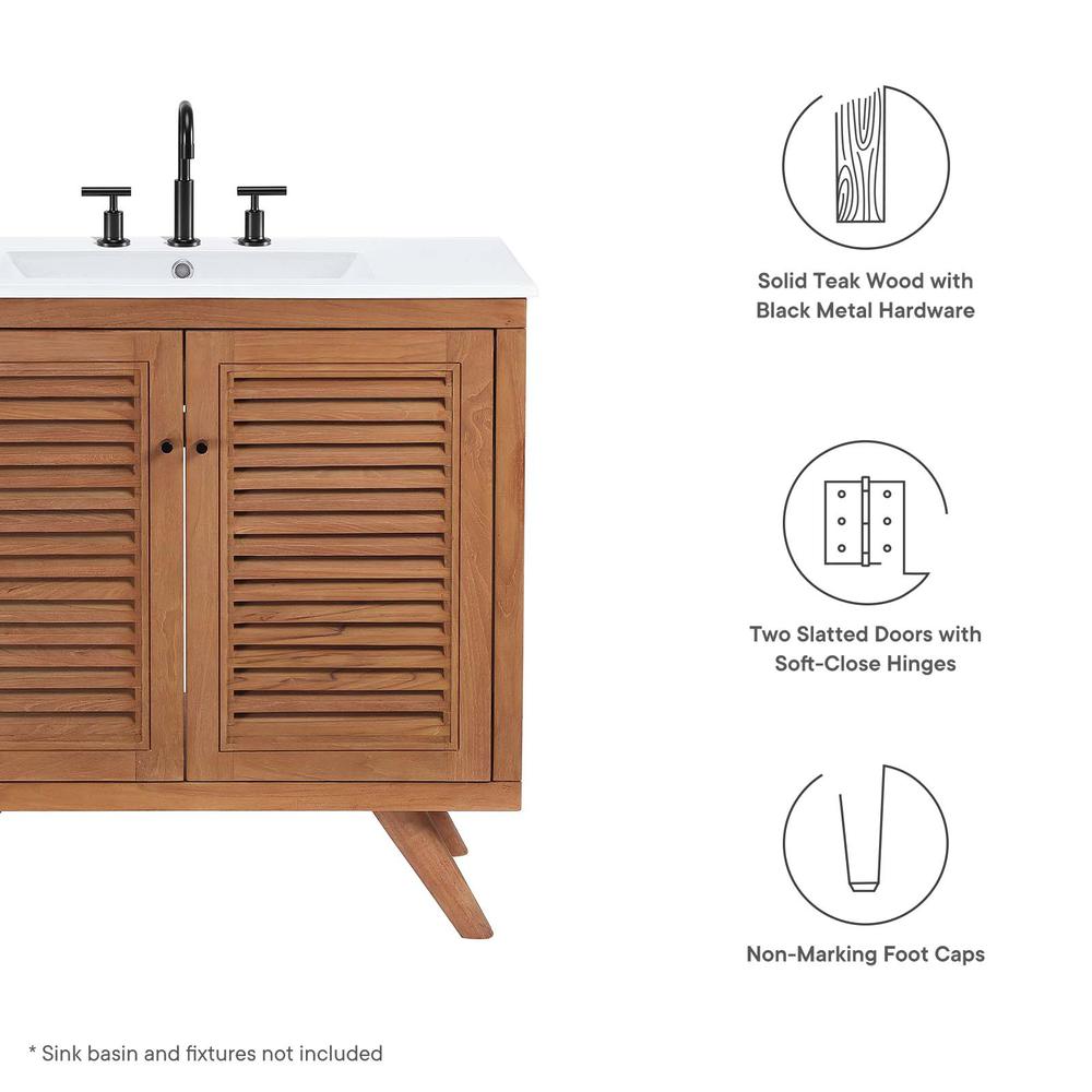 Birdie 36" Teak Wood Bathroom Vanity Cabinet (Sink Basin Not Included). Picture 7