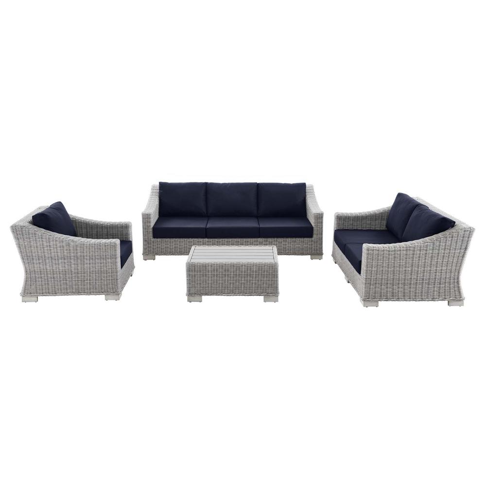 Conway 4-Piece Outdoor Patio Wicker Rattan Furniture Set. Picture 1