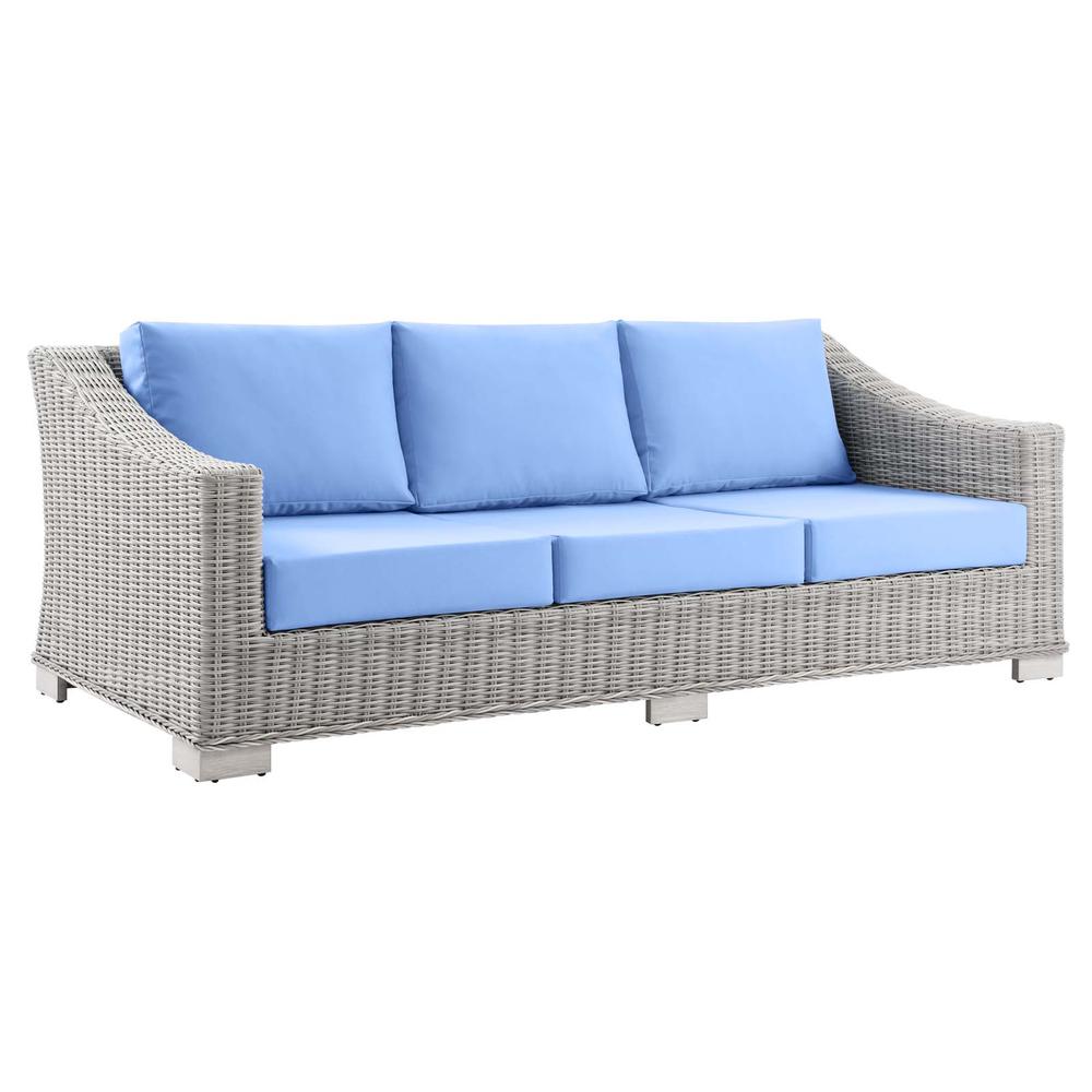 Conway 5-Piece Outdoor Patio Wicker Rattan Furniture Set - Light Gray Light Blue EEI-5092-LBU. Picture 2