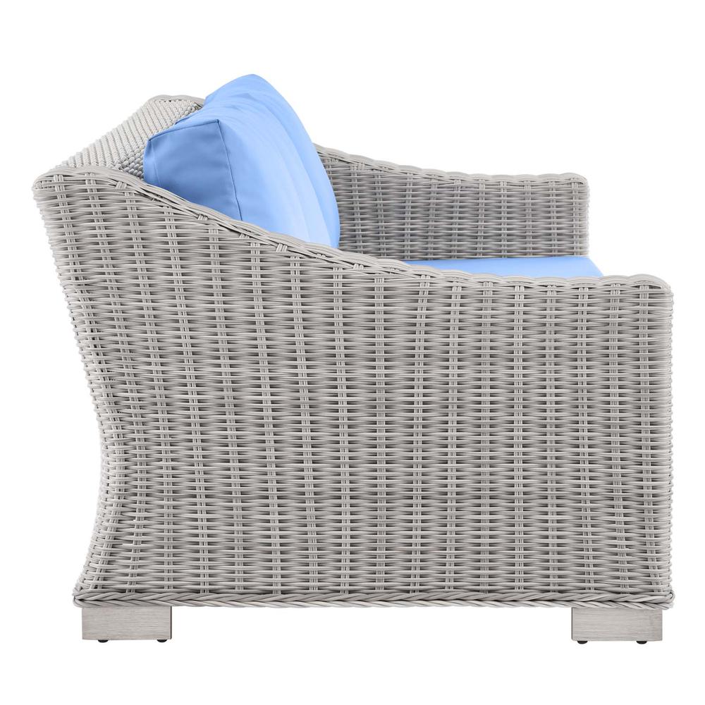 Conway 5-Piece Outdoor Patio Wicker Rattan Furniture Set - Light Gray Light Blue EEI-5092-LBU. Picture 3