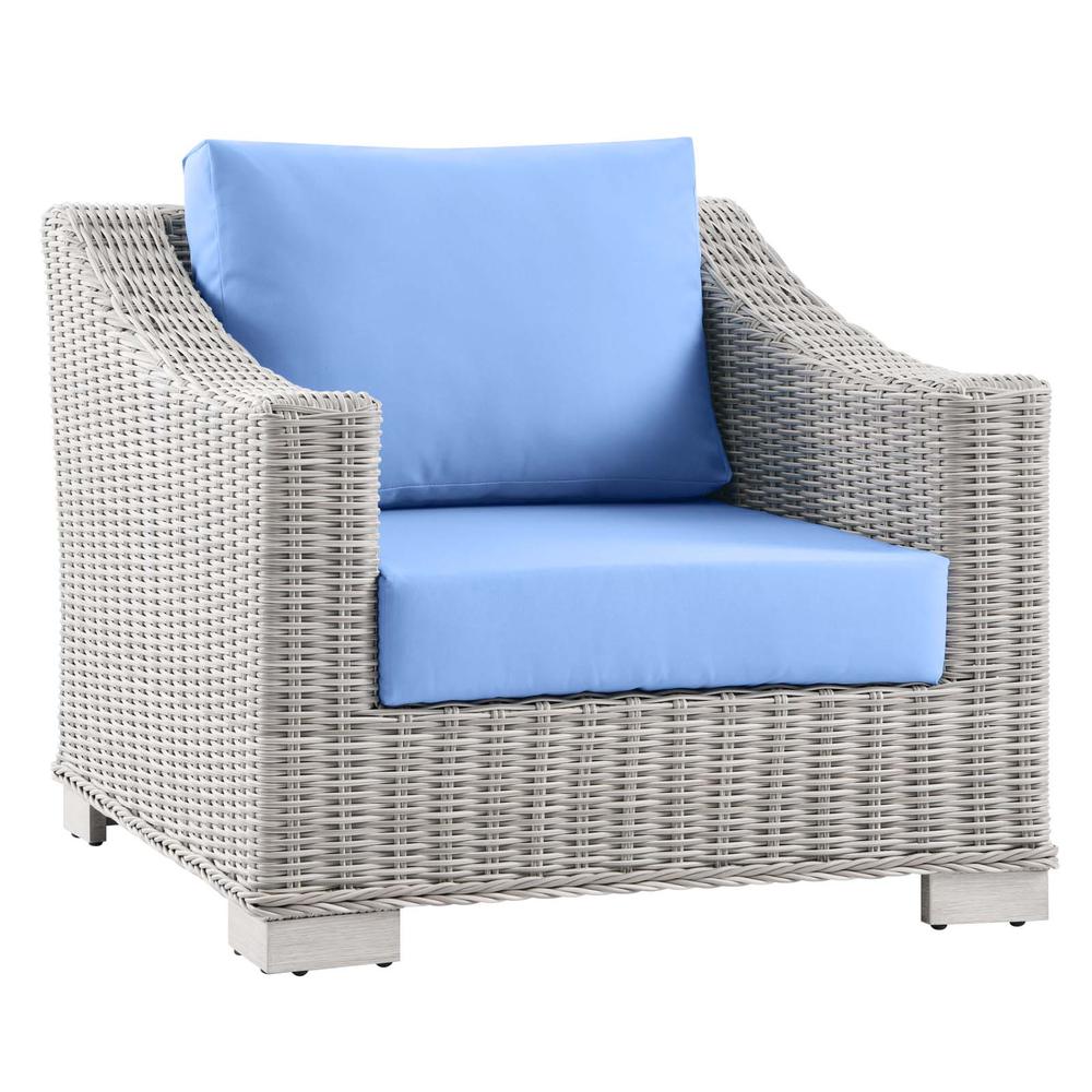 Conway 5-Piece Outdoor Patio Wicker Rattan Furniture Set - Light Gray Light Blue EEI-5092-LBU. Picture 8