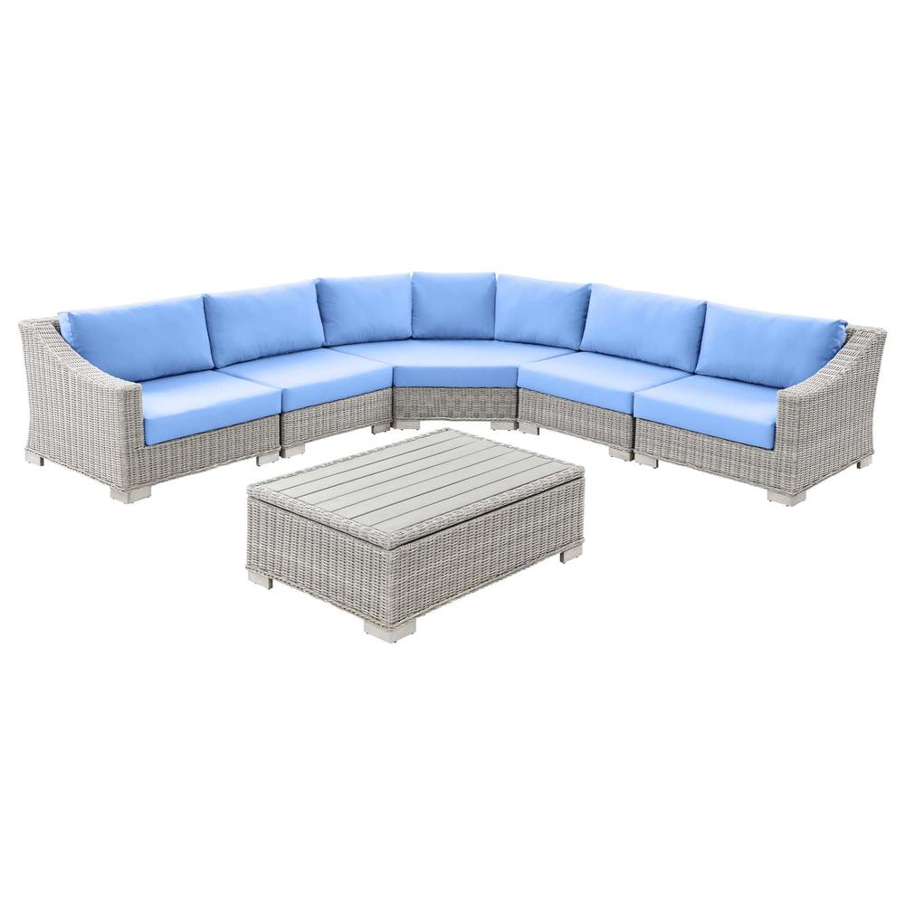 Conway Outdoor Patio Wicker Rattan 6-Piece Sectional Sofa Furniture Set. Picture 1