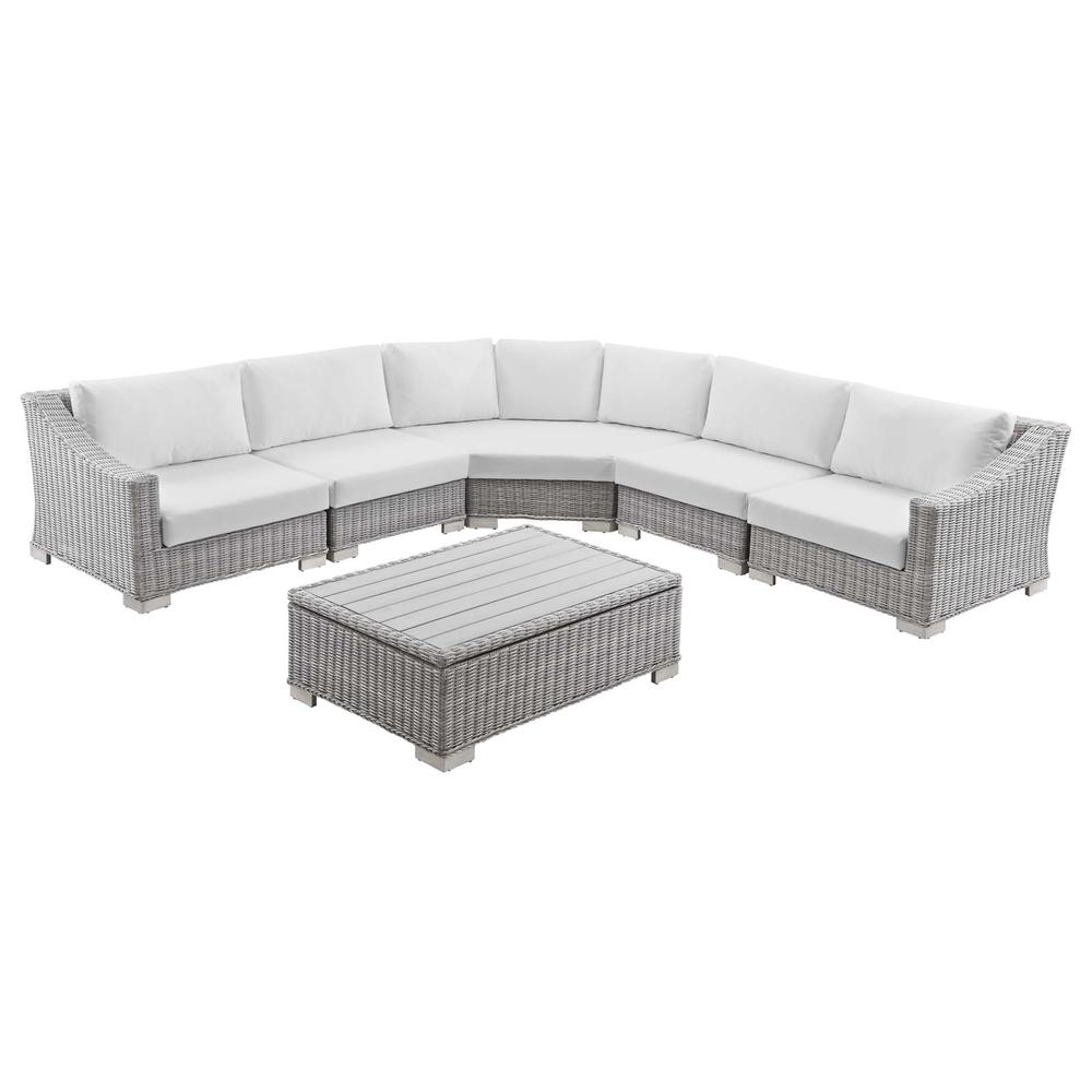 Conway Outdoor Patio Wicker Rattan 6-Piece Sectional Sofa Furniture Set. Picture 1