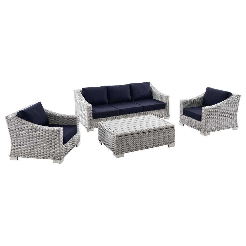 Conway 4-Piece Outdoor Patio Wicker Rattan Furniture Set. Picture 1
