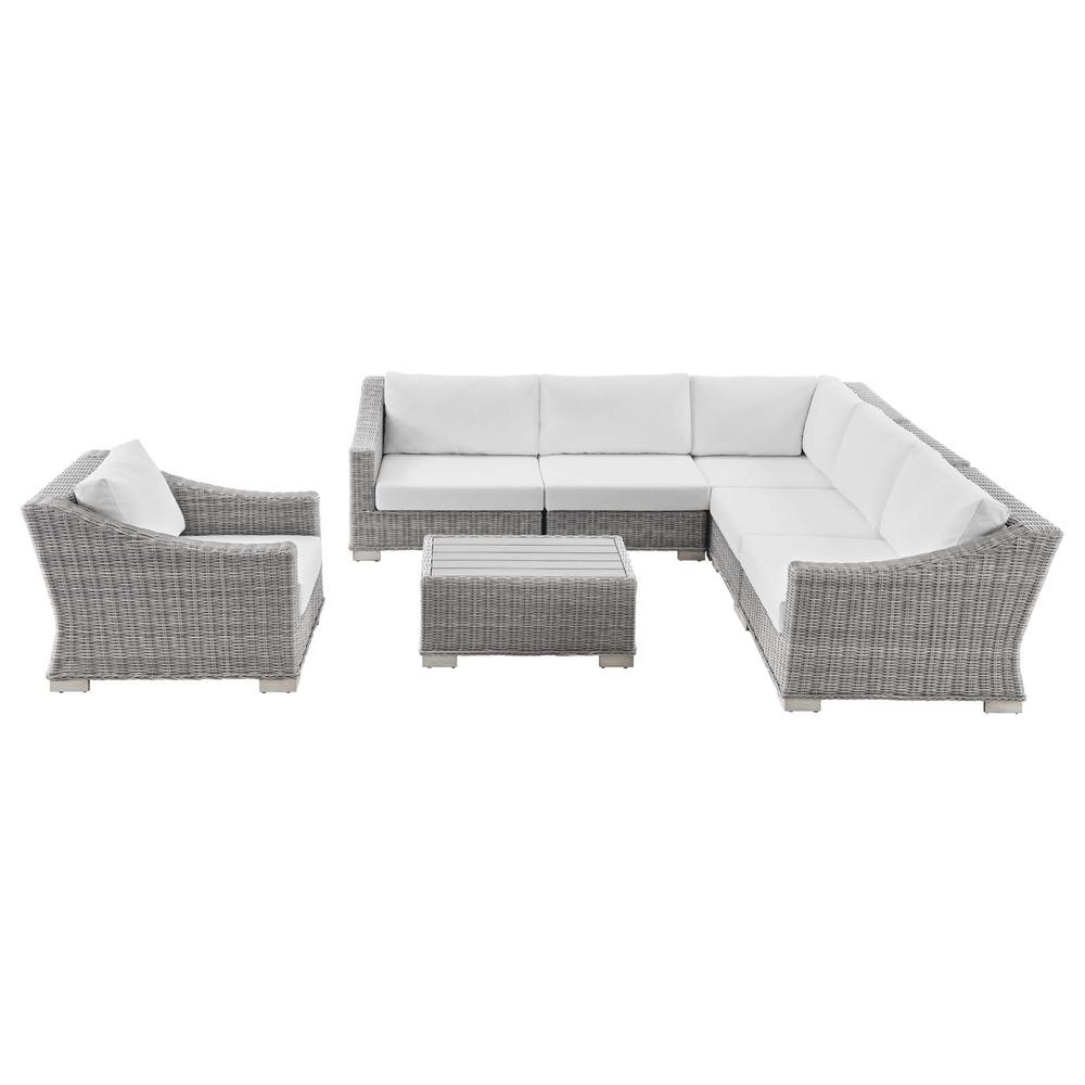 Conway Outdoor Patio Wicker Rattan 7-Piece Sectional Sofa Furniture Set. Picture 1