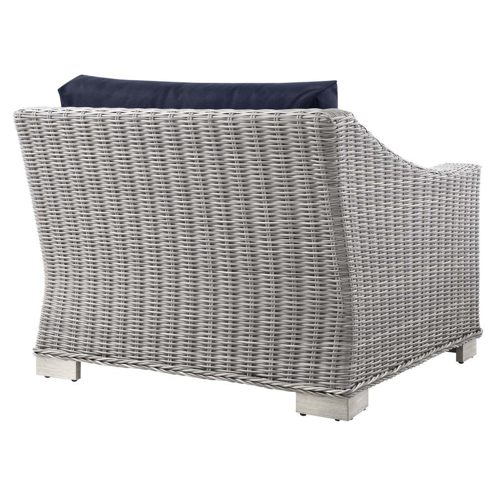 Conway Outdoor Patio Wicker Rattan 6-Piece Sectional Sofa Furniture Set - Light Gray Navy EEI-5099-NAV. Picture 9