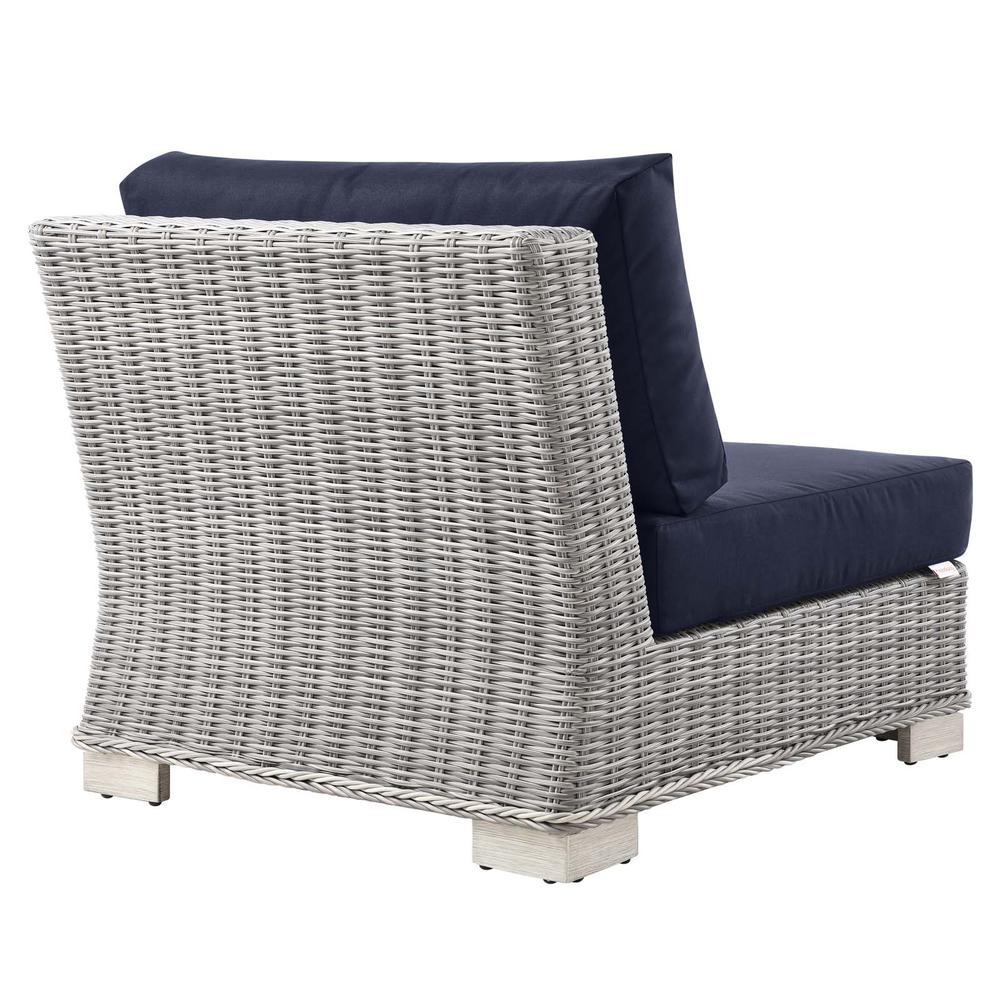 Conway Outdoor Patio Wicker Rattan 6-Piece Sectional Sofa Furniture Set - Light Gray Navy EEI-5099-NAV. Picture 4