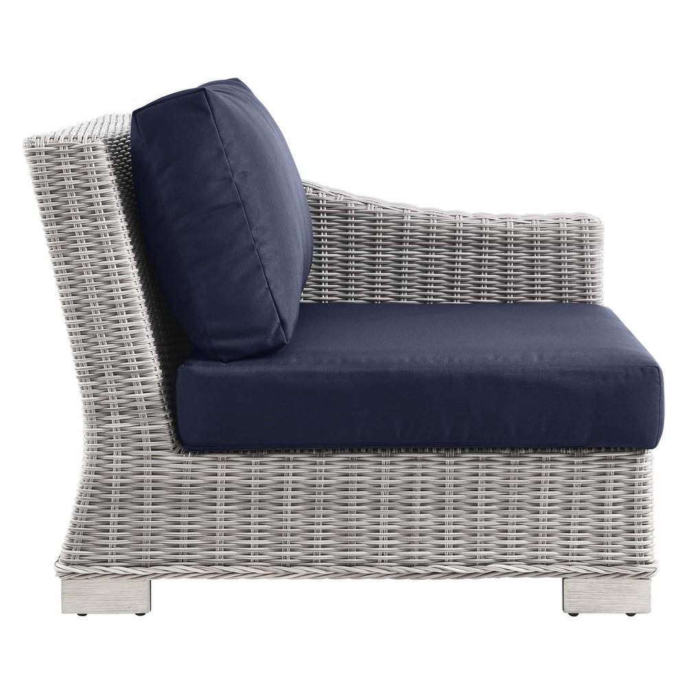 Conway Outdoor Patio Wicker Rattan 6-Piece Sectional Sofa Furniture Set - Light Gray Navy EEI-5099-NAV. Picture 6