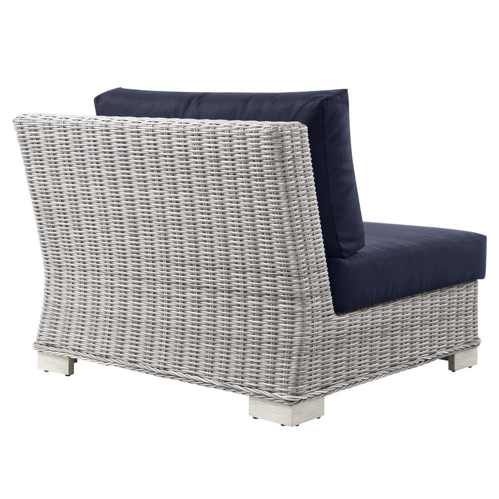 Conway Outdoor Patio Wicker Rattan 6-Piece Sectional Sofa Furniture Set - Light Gray Navy EEI-5099-NAV. Picture 7