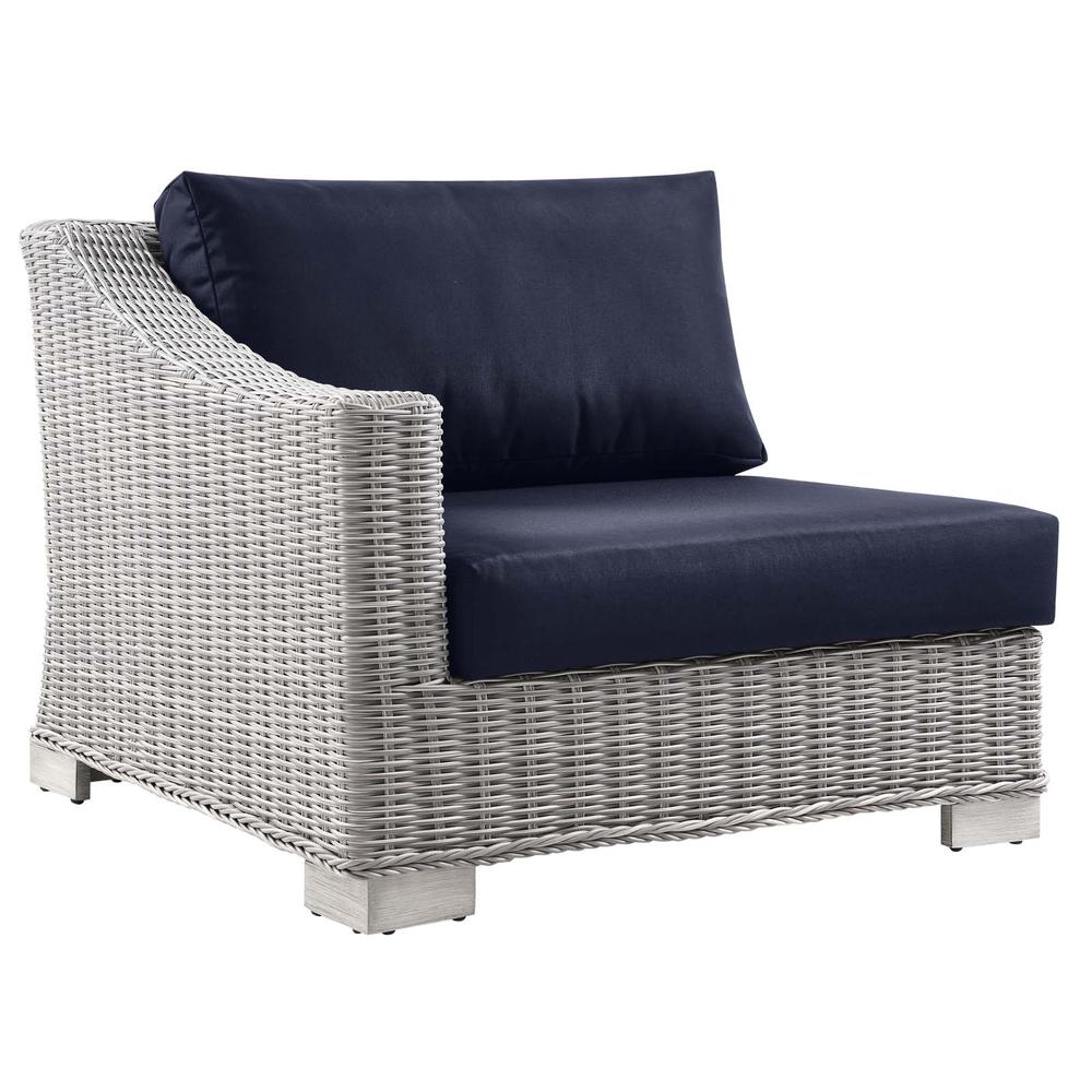 Conway Outdoor Patio Wicker Rattan 6-Piece Sectional Sofa Furniture Set - Light Gray Navy EEI-5099-NAV. Picture 8