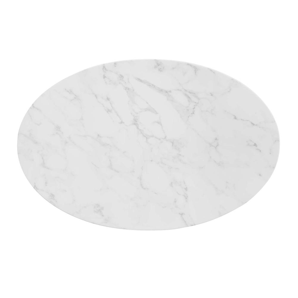 Zinque 42" Oval Artificial Marble Dining Table. Picture 2