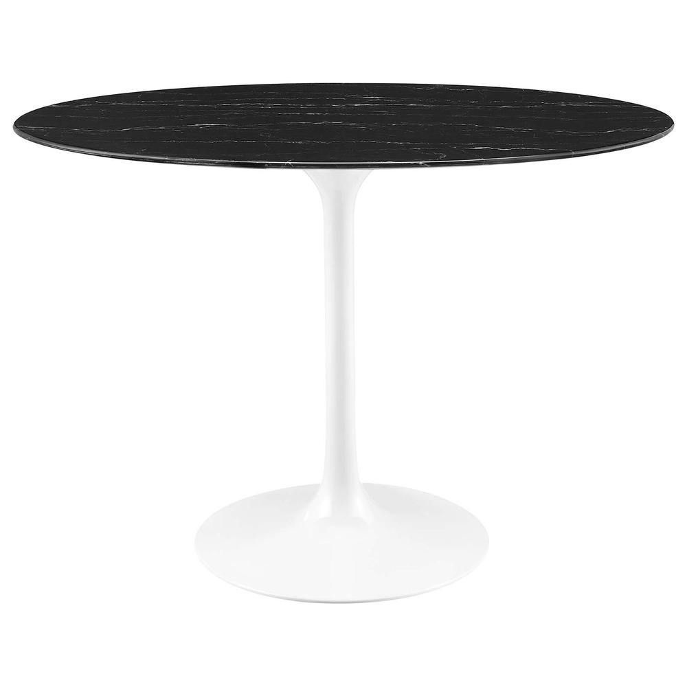Lippa 42" Oval Artificial Marble Dining Table - White Black EEI-5169-WHI-BLK. The main picture.