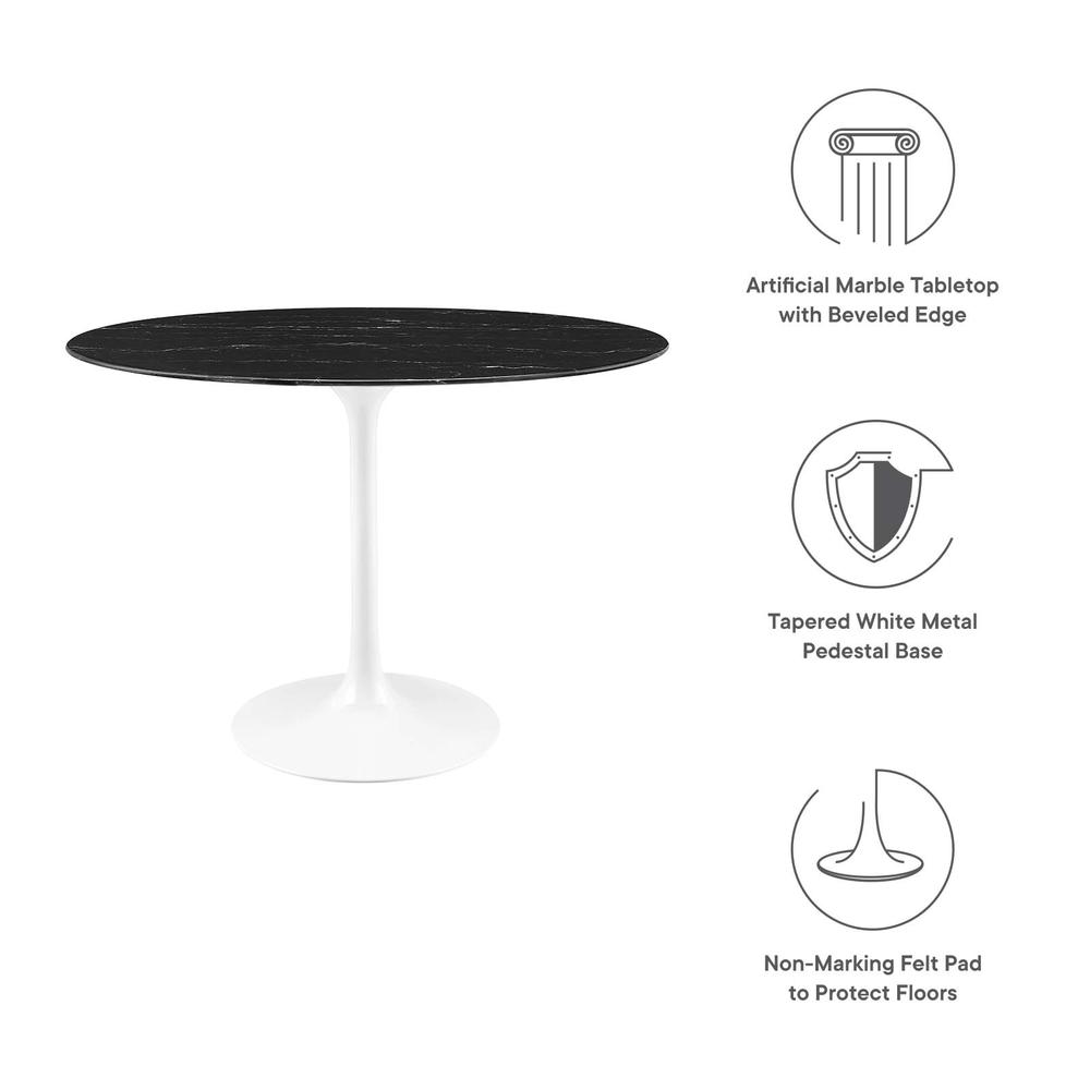 Lippa 42" Oval Artificial Marble Dining Table - White Black EEI-5169-WHI-BLK. Picture 4