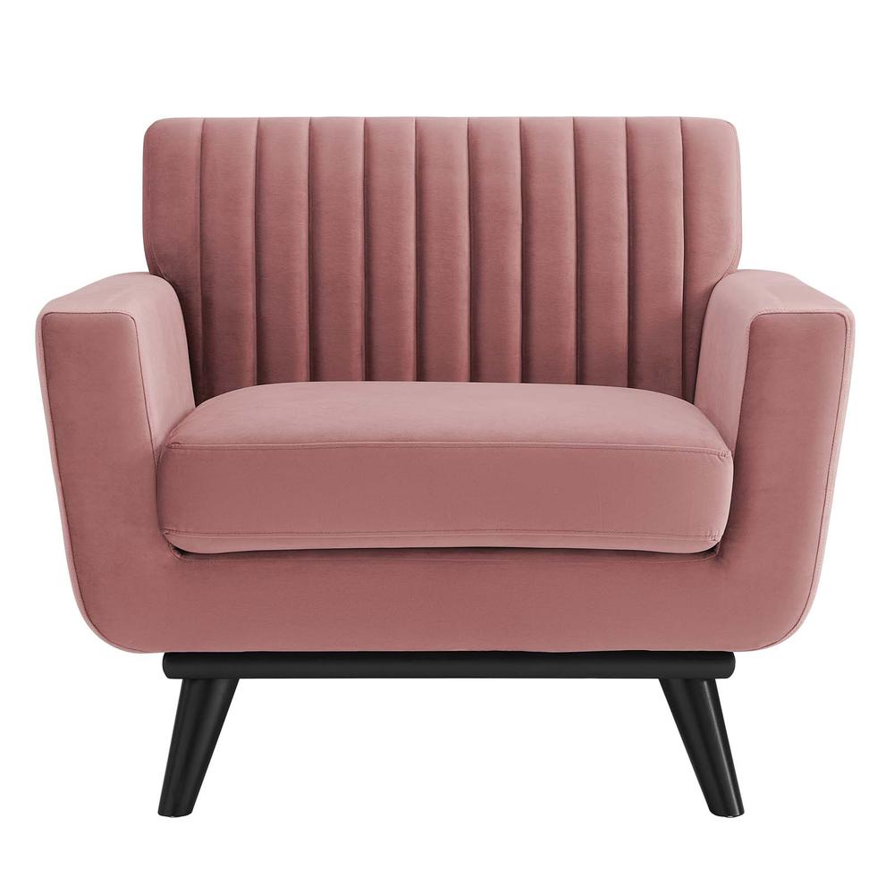 Engage Channel Tufted Performance Velvet Armchair - Dusty Rose EEI-5457-DUS. Picture 2