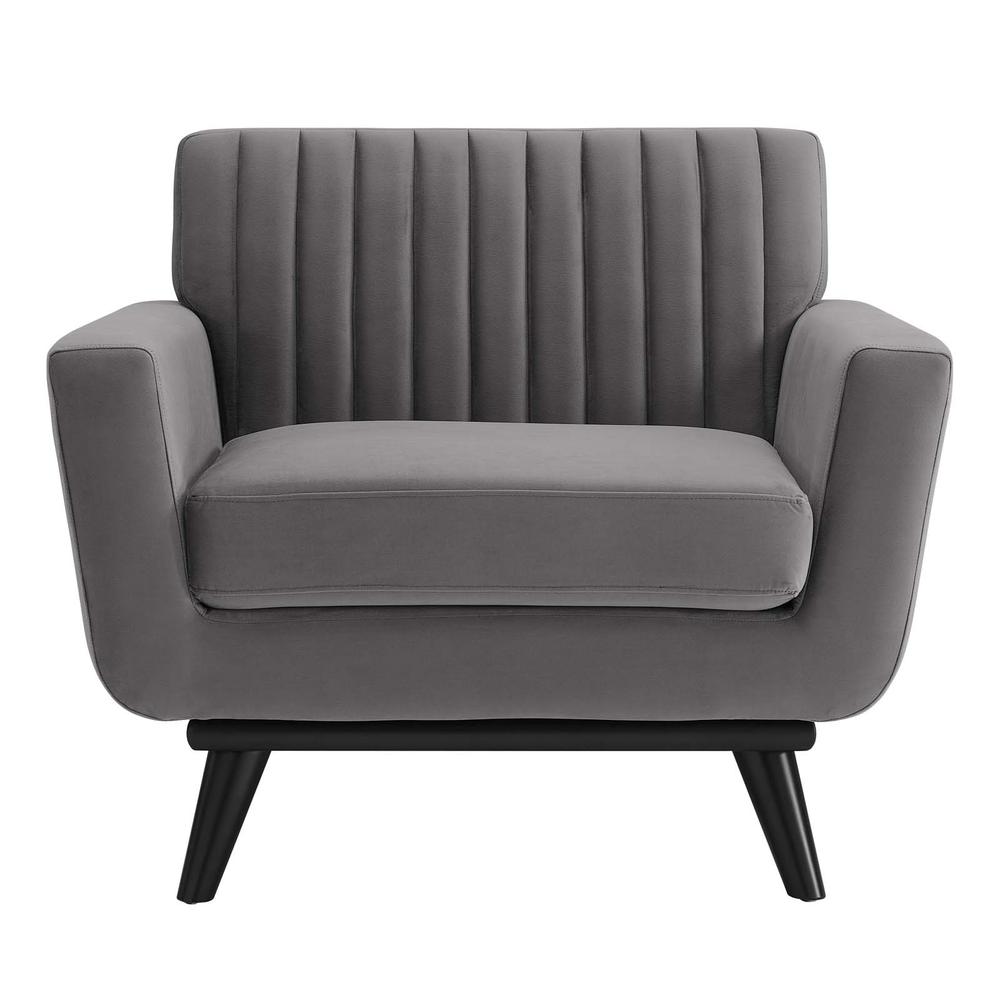 Engage Channel Tufted Performance Velvet Armchair - Gray EEI-5457-GRY. Picture 2