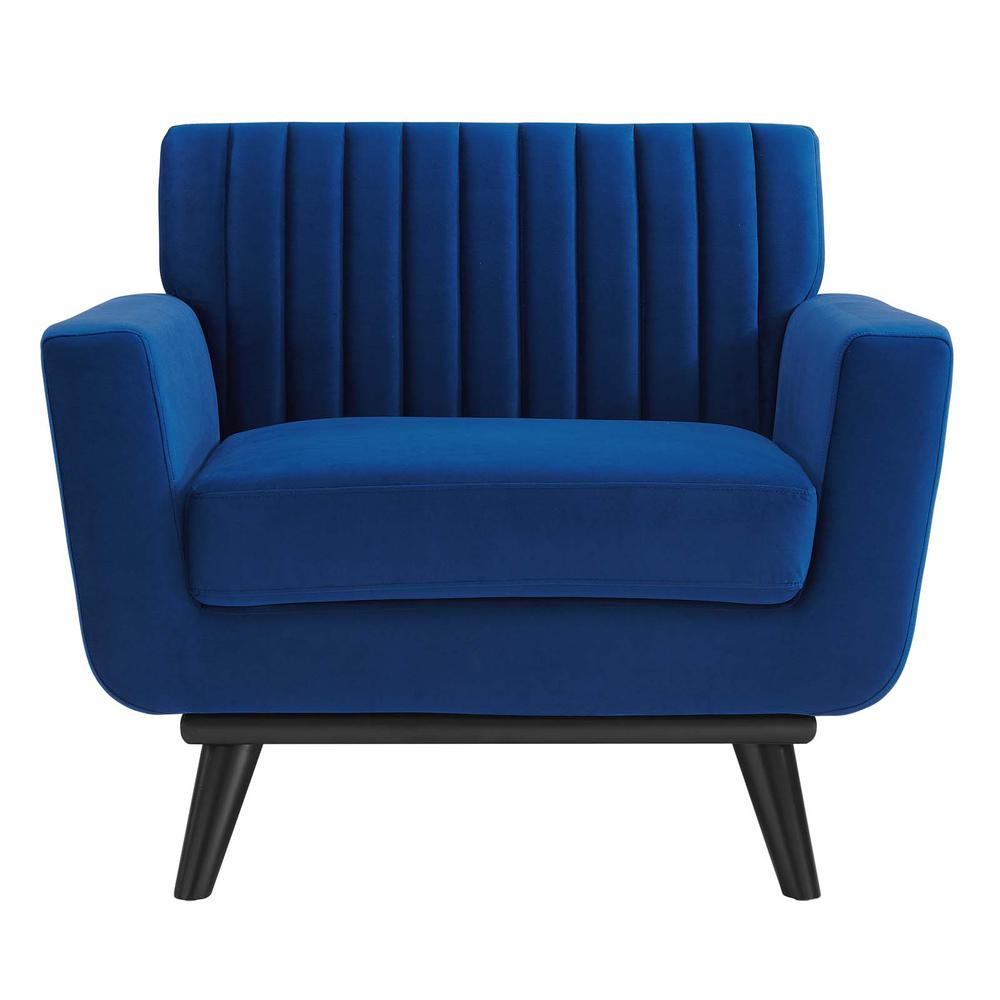 Engage Channel Tufted Performance Velvet Armchair - Navy EEI-5457-NAV. Picture 2