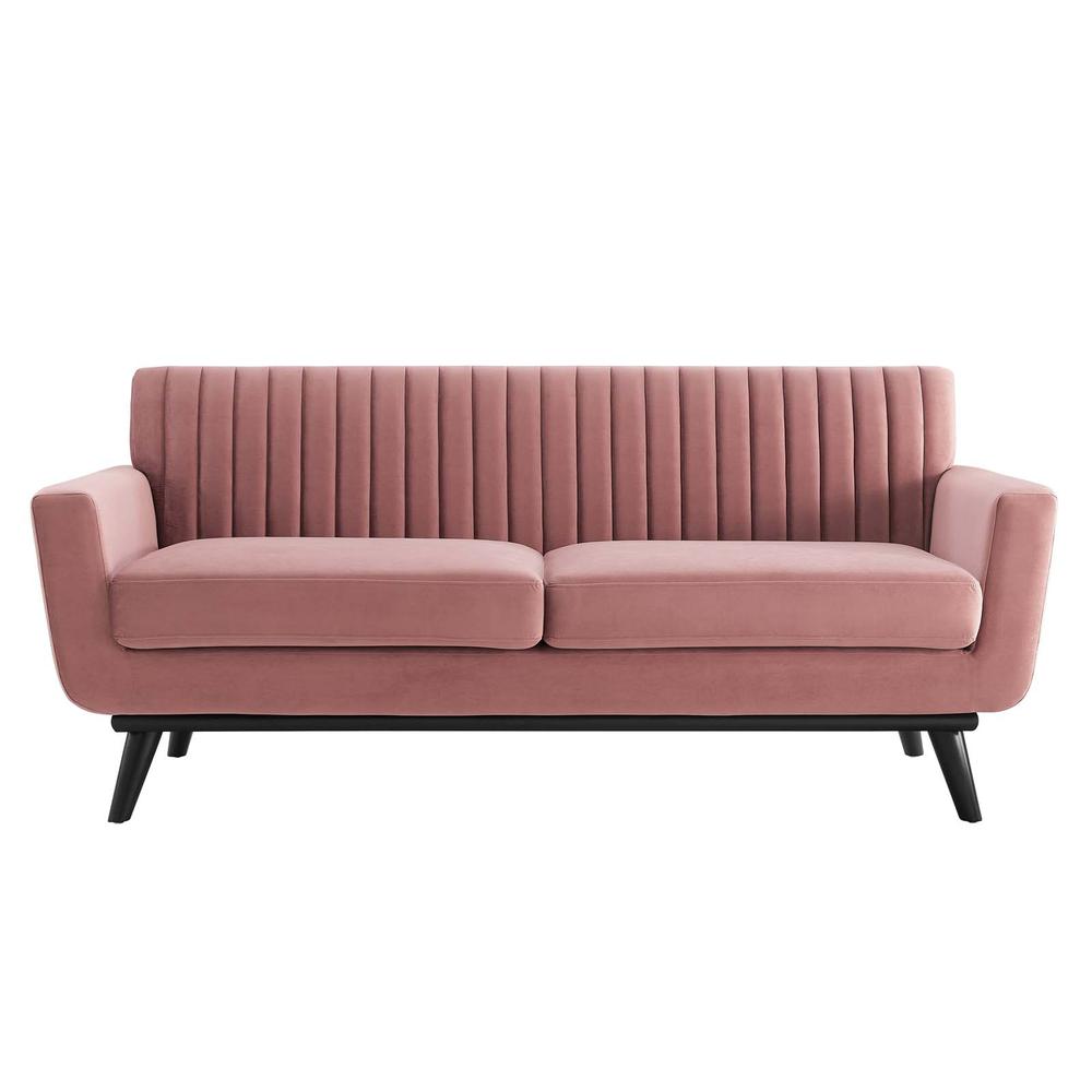 Engage Channel Tufted Performance Velvet Loveseat - Dusty Rose EEI-5458-DUS. Picture 2