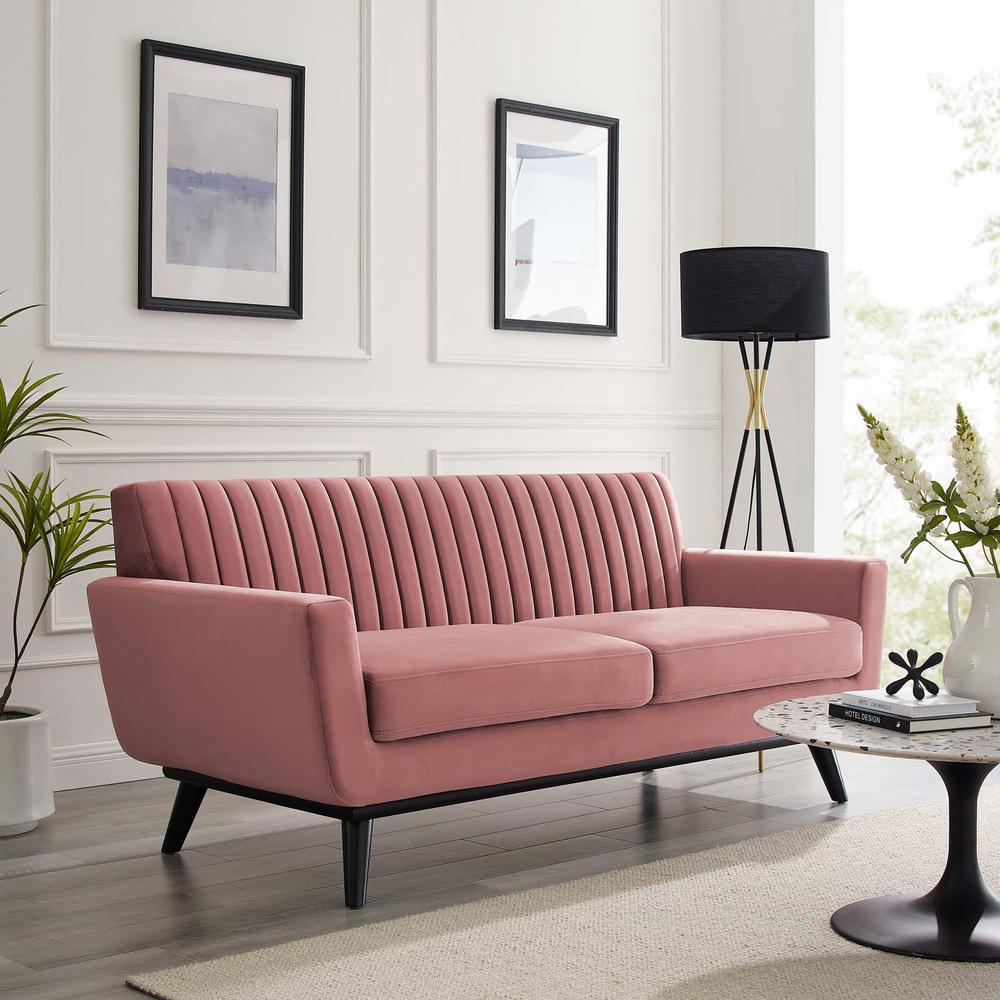 Engage Channel Tufted Performance Velvet Loveseat - Dusty Rose EEI-5458-DUS. Picture 7