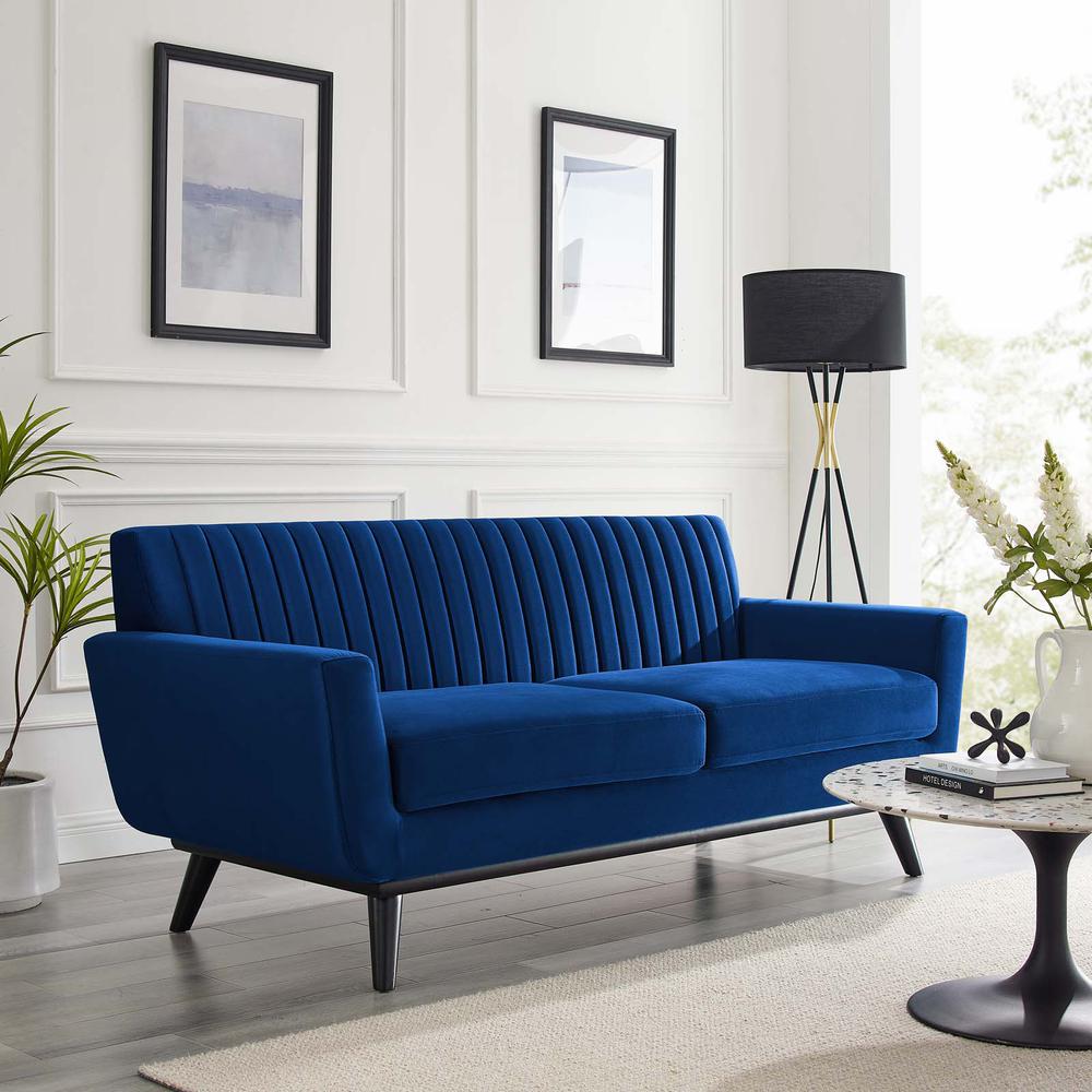 Engage Channel Tufted Performance Velvet Loveseat. Picture 7