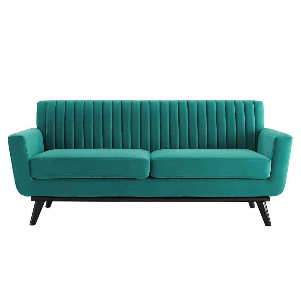 Engage Channel Tufted Performance Velvet Loveseat - Teal EEI-5458-TEA. Picture 2
