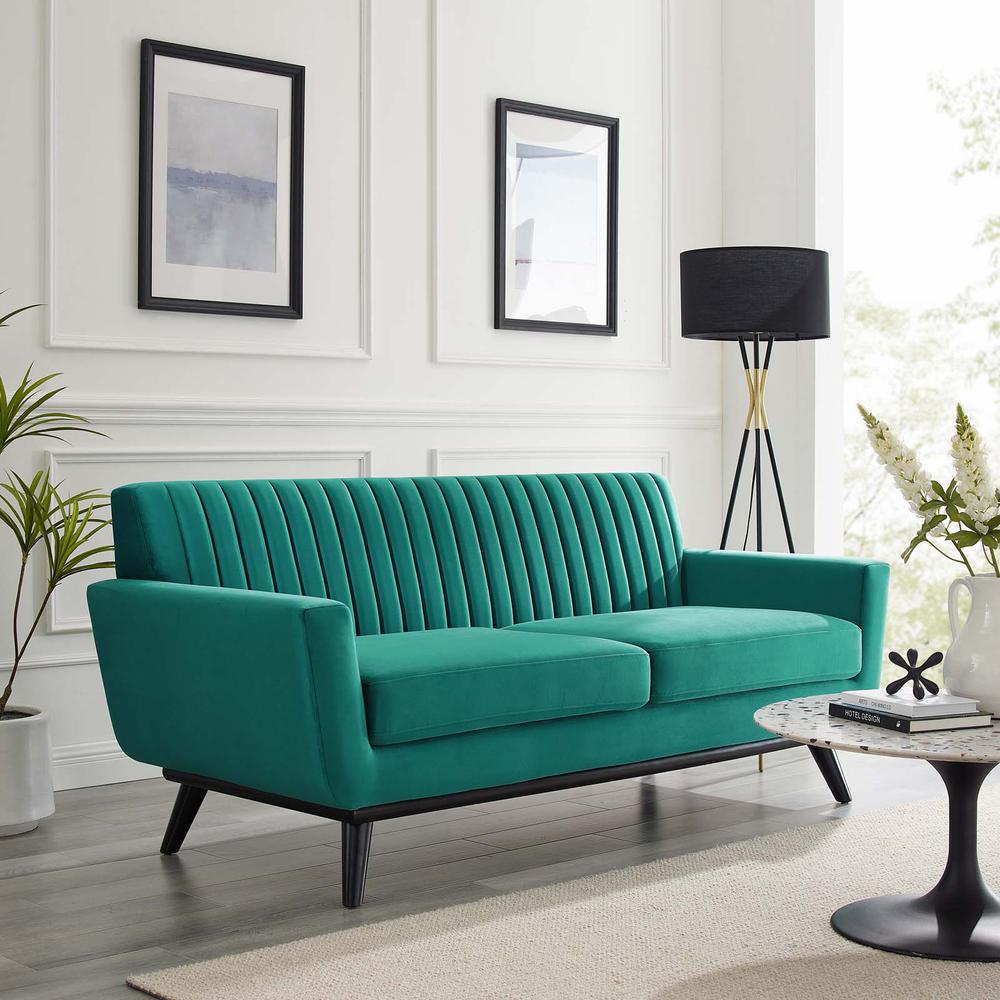 Engage Channel Tufted Performance Velvet Loveseat - Teal EEI-5458-TEA. Picture 7