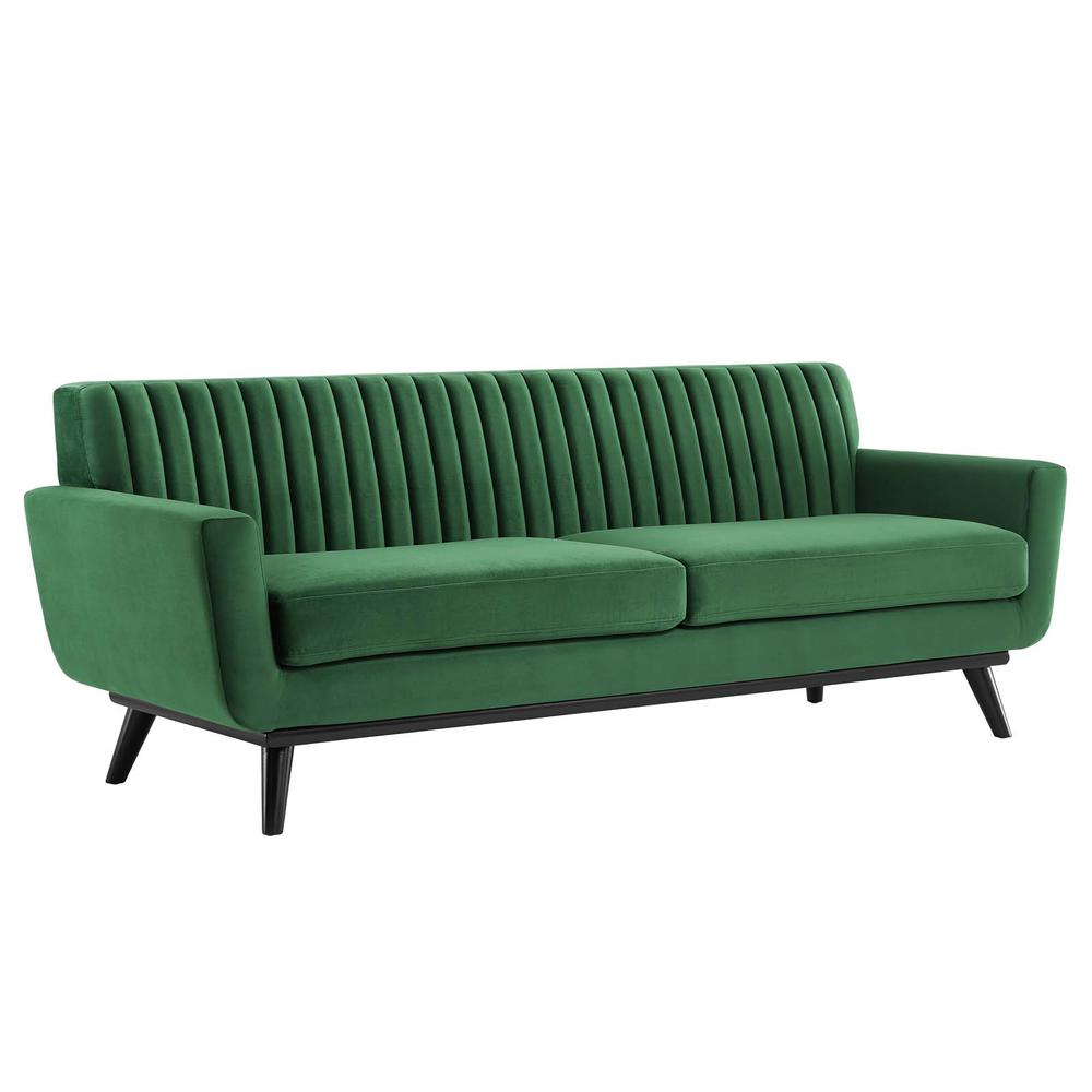 Engage Channel Tufted Performance Velvet Sofa - Emerald EEI-5459-EME. The main picture.