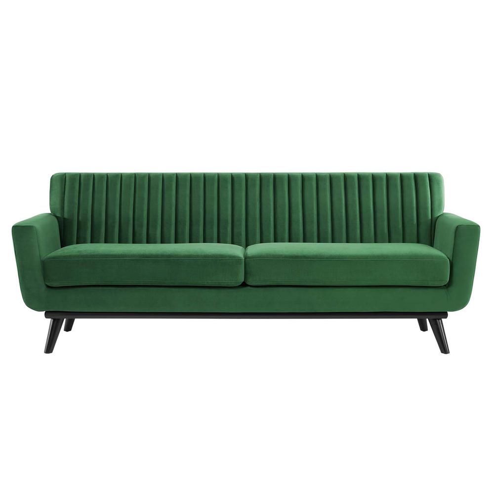 Engage Channel Tufted Performance Velvet Sofa - Emerald EEI-5459-EME. Picture 2